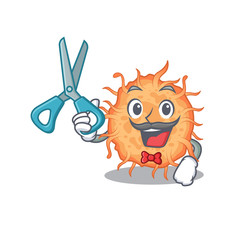 Sporty bacteria endospore cartoon character design with barber