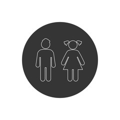 Vector girl and boy line icon in modern flat