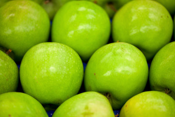 green apples on a market