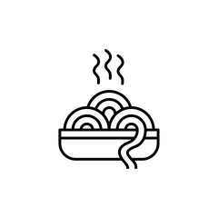 Spaghetti pasta icon. Noodle black vector icon. Hot meal in plate symbol. Trendy Flat style for graphic design, Web site, UI. EPS10. - Vector illustration