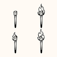 torch hand drawn retro vintage illustration