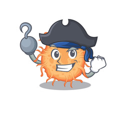 Bacteria endospore cartoon design style as a Pirate with hook hand and a hat