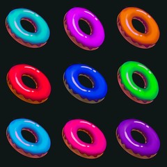 set of colored eyes donuts 