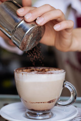 cup of coffe cappuccino at the bar