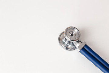 Medical stethoscope or phonendoscope on white background. Acoustic medical device for auscultation