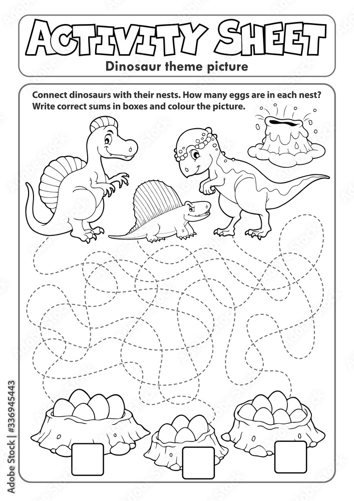 Wall mural Activity sheet dinosaur theme 2