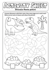 Fotobehang Voor kinderen Activiteitenblad dinosaurus thema 1