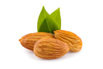 Obraz na płótnie Canvas Almond Nuts an isolated on white background