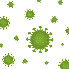 Coronavirus vector background. Corona virus infection covid-19. White Background. 2019-ncov virus. Virus corona cells. Vector Illustration.