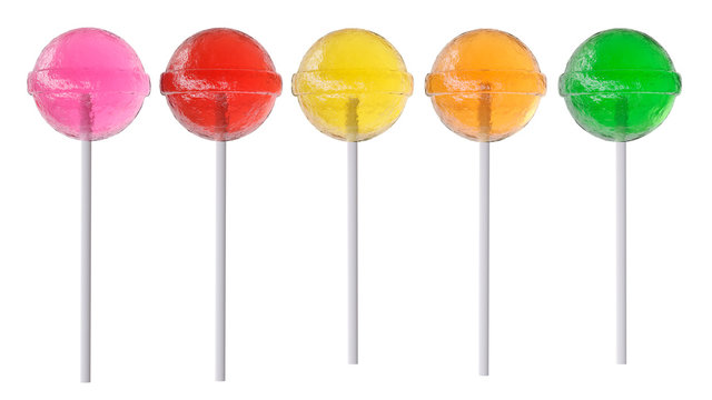 Different colors lollipops isolated on a white background. 3d image