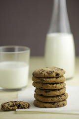 Chocolate chip cookies with milk