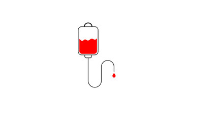 Blood donation plastic bag with tube in flat style