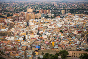 Fototapeta na wymiar Panorama of the city of Lorca in the morning shot from an elevated point