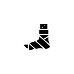 Plastered foot icon. Broken leg icon. Broken feet with bandage illustration symbol design. Element of medicine physiotherapy of legs symbol for mobile concept and web apps.