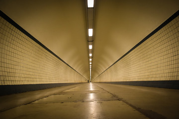 Symmetric Cycling tunnel antwerp city belgium