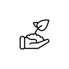 Plant icon. Plant in hand vector icon. Seedling symbol. Growth plant on the hand, leaf. Trendy Flat style for graphic design, Web site, UI. EPS10. - Vector illustration