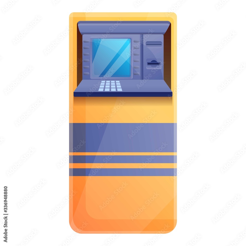 Poster credit atm machine icon. cartoon of credit atm machine vector icon for web design isolated on white 