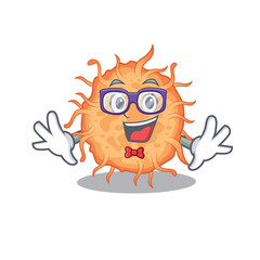 Mascot design style of geek bacteria endospore with glasses