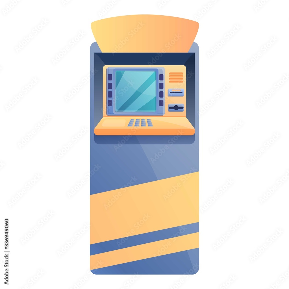 Poster atm terminal icon. cartoon of atm terminal vector icon for web design isolated on white background