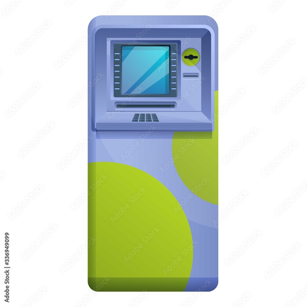 Poster modern atm machine icon. cartoon of modern atm machine vector icon for web design isolated on white 