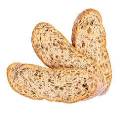 Slices of bread isolated on white background