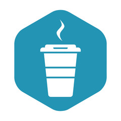 Coffee icon. Hot coffee in a cardboard takeaway Cup. Vector illustration isolated on a white background.