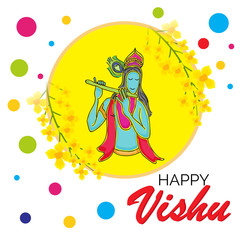 Vector illustration of a Background for Traditional Indian Festival Happy Vishu ( Keralas's New Year) Celebrated in Kerala India.