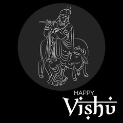 Vector illustration of a Background for Traditional Indian Festival Happy Vishu ( Keralas's New Year) Celebrated in Kerala India.