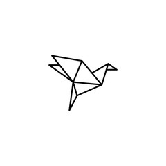 Flying Bird Icon. Origami Logo Vector. Geometric line shape for art of folded paper icon. Trendy Flat style for graphic design, Web site, UI. EPS10. - Vector illustration