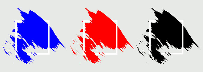 concept set logo brush stroke paint watercolor splash splatter and square frame and ink pastel pink red blue orange color for design logo and sale banner or design texture and background.clipping path