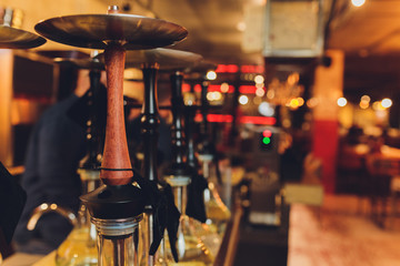 The hookah on the bar counter in a cafe. © Евгений Вершинин