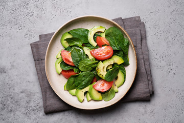 Strawberry Avocado Spinach Salad with Mint. Clean eating concept