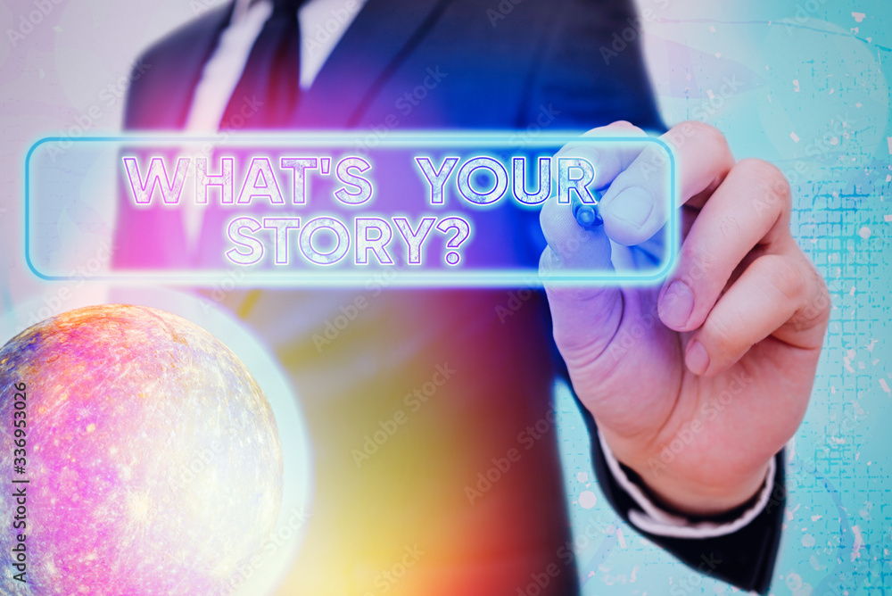 Fototapete word writing text what is your storyquestion. business photo showcasing manner of asking demonstrati