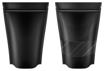 Black plastic bag package. Vector illustration.