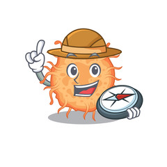 mascot design concept of bacteria endospore explorer with a compass