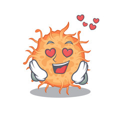 Cute bacteria endospore cartoon character has a falling in love face