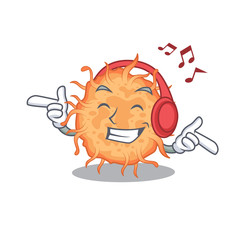 Bacteria endospore Cartoon design concept listening music