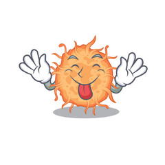 An amusing face bacteria endospore cartoon design with tongue out