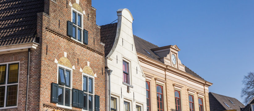 Panorama of historic buildings at the market square of Steenwijk, Netherlands