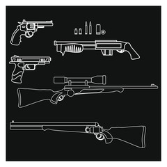 firearms kit, vector on white background