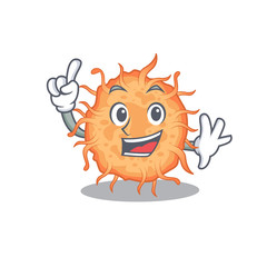 Bacteria endospore mascot character design with one finger gesture