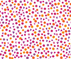 Spring seamless pattern with small flowers. Plant background for fashion, wallpapers, print, textile, gift wrap and scrapbook. Vector illustration.. 