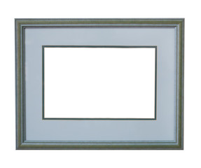 Blue wide frame for a photo, text, image or picture, isolated on a white background