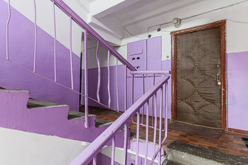 Russia, Moscow- December 05, 2019: interior room apartment public place, house entrance. doors,...