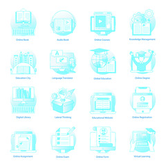 Online Education Flat Rounded Icons Pack 