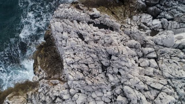 Drone shot at a huge surf on the coast of Nice