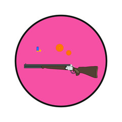 clay pigeon shooting kit, vector on white background