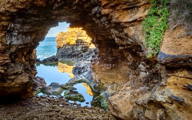 The Grotto Rock formation on the Great Ocean Road Port Campbell Victoria Australia
