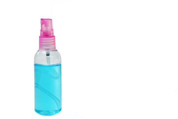 Sanitizer pump bottle alcohol gel on white