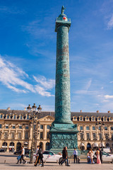 Vendome Square with a column in the center in Paris, France
